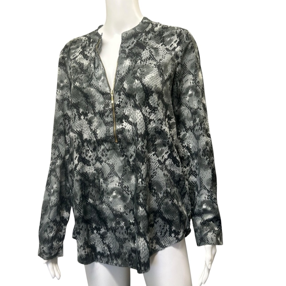 Jessica Silver Gray Black Snake Print Casual Office Blouse Size 6